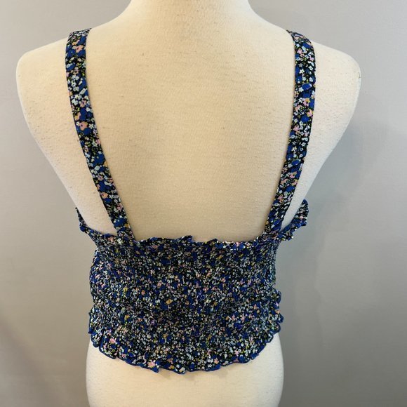 NWOT BP Floral Smock Tank Top IN Black- Blue Maisey Ditsy (S) - Picture 6 of 10